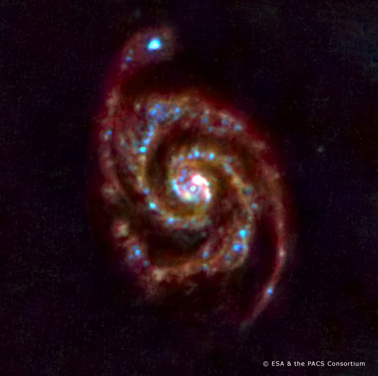 Herschel's test view of whirlpool galaxy